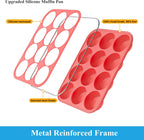 Bangp 12-Cup Silicone Muffin Pan with Metal Reinforced Frame,2 Pack Regular Size Cupcake Pan,Premium Non-Stick Bend Resistance Silicone Molds for Making Muffin,Cakes,Tart,Egg Bites (Red & Blue)