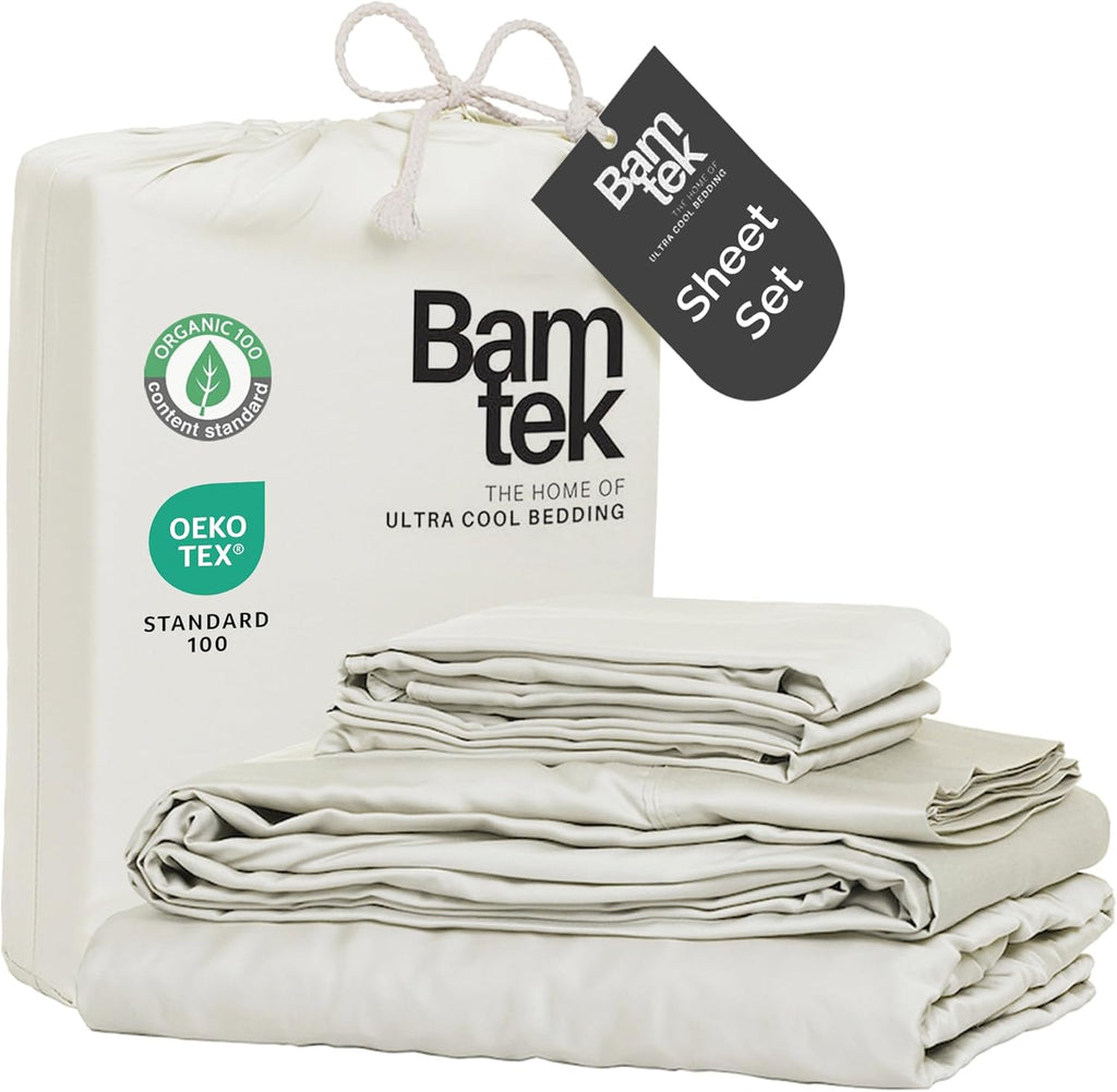 100% Viscose from Bamboo Sheets King Size, Super Soft King Bed Set, 4PC Cooling Sheets for Hot Sleepers, Organically Grown Bedding Sheet, King Size Sheet Set - Ivory - 76" x 80"