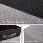 DECOMOMO Storage Baskets for Shelves - Fabric Storage Bins, Linen Closet Organizers and Storage (Grey & Black, Large - 3 Pack)
