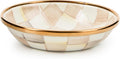 MACKENZIE-CHILDS Enamel Dipping Bowl, Small Serving Bowl for Entertaining, Brown-and-White Mocha Check