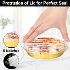 EUSOAR Mini Cake Pans with Lids, 100pcs 10oz/275ml Gold Baking Cups Cupcake Liners, Round Aluminum Cheesecake Container Cheesecakes Muffins Liners Pie Wrappers for Bakery Wedding Birthday Party