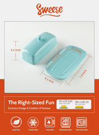Sweese Butter Dish with Lid, Porcelain Butter Keeper, 7.8 Inch Butter Holder with Handle Cover, Butter Container Perfect for East West Coast Butter, Turquoise
