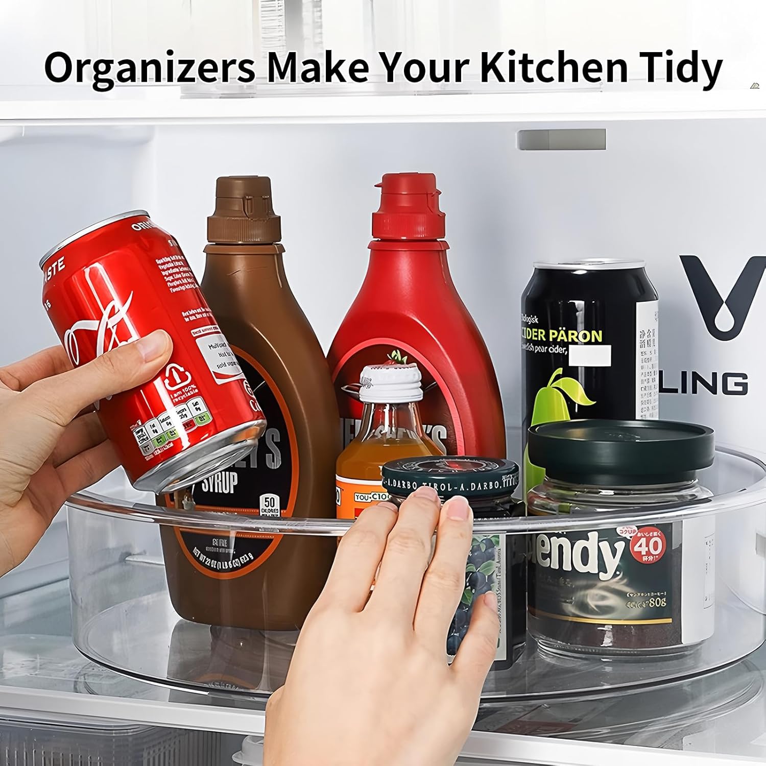 2 Pack Lazy Susan, 10.5 Inch Lazy Susan Organizer, 360 Degree Swivel, for Kitchen, Pantry, Refrigerator, Bathroom and Vanity Countertops (Clear) (2P-10.5 Inch)