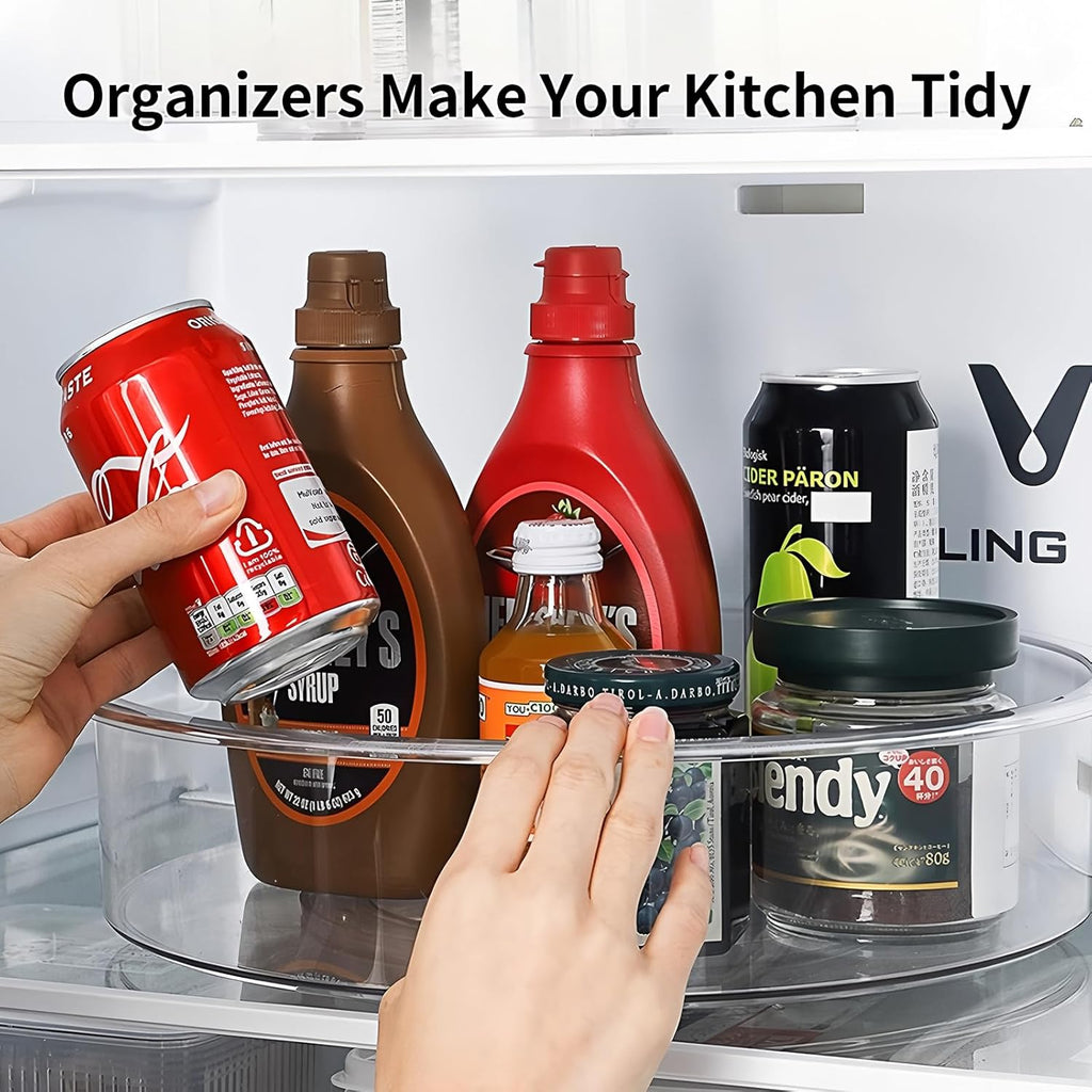2 Pack Lazy Susan, 11.5 Inch Lazy Susan Organizer, 360 Degree Swivel, for Kitchen, Pantry, Refrigerator, Bathroom and Vanity Countertops (Clear) (2P-11.5 Inch)