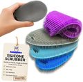 Food Grade Silicone Dish Scrubber - BPA-Free Kitchen Scrubbers for Dishes and Housecleaning (4-Pack Ovals)