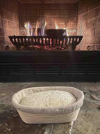 Cast Iron Loaf Oven Pan - 4.33"x4.92"x8.66" Durable Loaf Pans Rectangular Baking Pan with Banneton Bread Proofing Basket set for home baking (Bread Pan with Basket Kit, 2 QT)