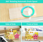 HapiRm Sink Caddy Sponge Holder - Self-draining Kitchen Sink Organizer with Smiley Face and Brush Holder, Stainless Steel Kitchen Sponge Caddy for Countertop - Gold