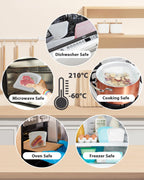 Reusable Silicone Storage Bag, 8Pack Pocket, Snack, and Sandwich Bag, Endurables Seal-Top Silicone Bags for Food Storage, Freezer, Microwave, Oven, Dishwasher Safe (Clear & Peach)