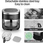 Glass Air Fryer,4.5QT Air Fryer with Viewing Glass Pot, Air Fry, Roast, Reheat, Dehydrate, Air Crisp Technology,Nonstick & Dishwasher Safe Basket,97% Less Oil,Features Digital Timer