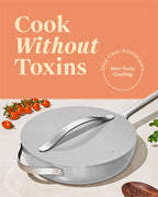 Caraway Nonstick Ceramic Sauté Pan with Lid (4.5 qt, 11.8") - Non Toxic, PTFE & PFOA Free - Oven Safe & Compatible with All Stovetops (Gas, Electric & Induction) - Gray
