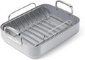 Caraway Roasting Pan - 16x13” Roasting Pan with Rack - Non-Stick Ceramic Coated - Non Toxic, PTFE & PFOA Free - Oven Safe & Compatible with All Stovetops - Gray
