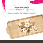 Pimpernel Sugar Magnolia Sandwich Tray - Rectangular Melamine Snack Tray with Blooming Floral Design, Pink & Green Tones - Dishwasher Safe Serving Platter for Breakfast Pastries or Decorative Display