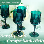 Plastic Wine Glasses，Plastic Goblets Vintage Style Cordial Drinking Glasses for Wedding Reception, Grand Event Party Supplies (48, Green)