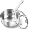KOCH SYSTEME CS 1 Quart Stainless Steel Saucepan, 1 Quart Saucepan with Lid, Premium Steel Sauce Pan, Indutcion Sauce Pan with Lid, Small Sauce Pot, Stainless Steel Pot 1 QT, Oven Safe