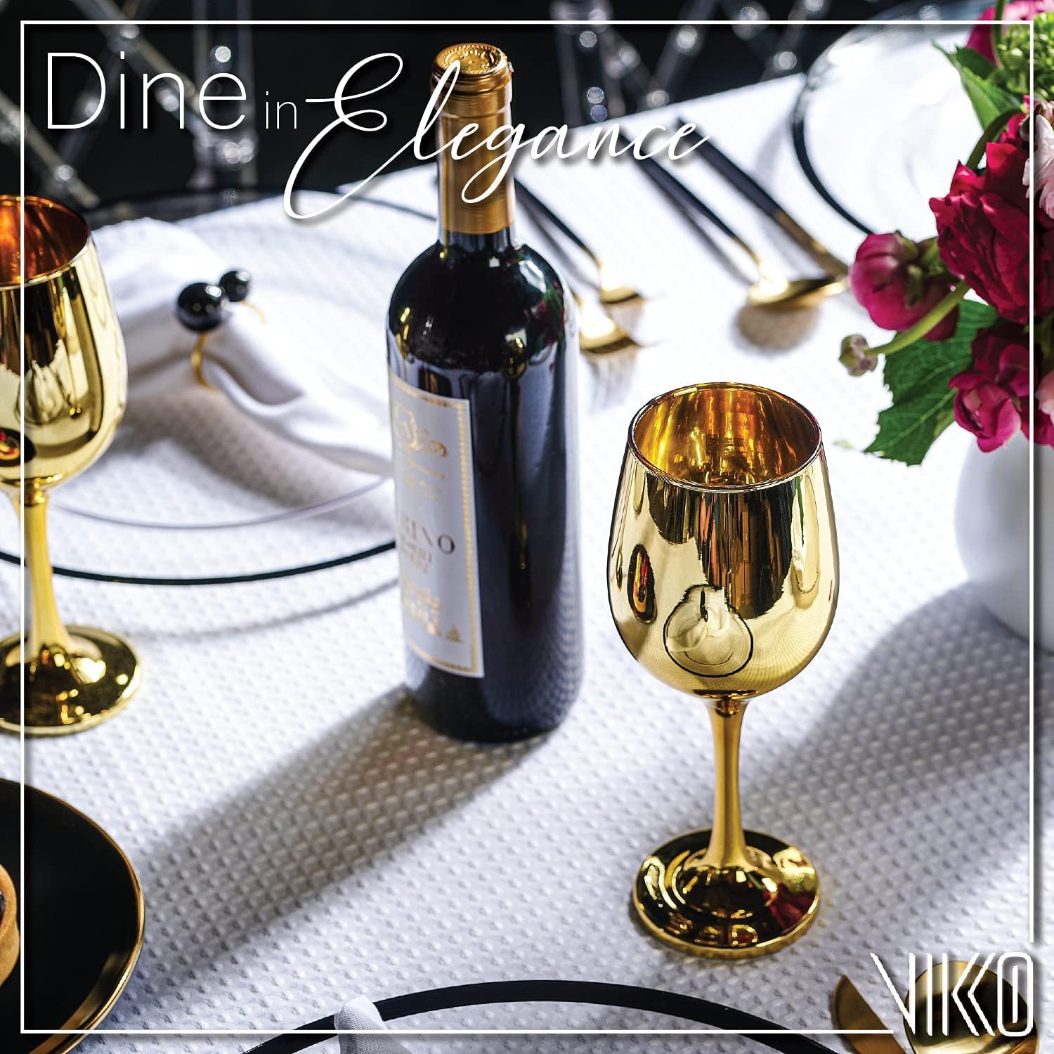 Vikko Décor Wine Glasses, Wine Glass, 14 Oz Fancy Wine Glasses With Stem For Red And White Wine, Durable Wine Glass, Dishwasher Safe, Wine Tasting, Set Of 6