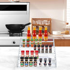 PMMASTO Tiered Spice Rack, Seasoning Organizer, Clear Acrylic Vertical Shelves Can Organizer for Countertop, Cabinet, Pantry, Kitchen Organization and Storage - 5 Tier