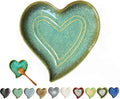 Ceramic Spoon Rest for Stove Top, Heart Cute Spoon Rest for Kitchen Counter, Cooking Spoon Holder for Kitchen Counter, Utensil Rest Spatula Rest Ladle Holder Tong Rest (Retro Mist Green)