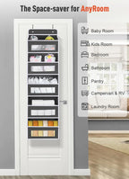 Upgrade Pocket Over The Door Organizer Storage, 5 Shelf Hanging Door Organizers with 10 Large Capacity Pockets, Anti Tilt 48 lb Load Behind Door Organizer for Bedroom, Bathroom, Pantry