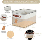 DECOMOMO Storage Baskets for Shelves - Fabric Storage Bins, Linen Closet Organizers and Storage (Beige & White, Large - 1 Pack)