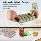 Silicone Ice Cube Tray 2 Pack, HANCELANT Ice Cube Mold, Ice Trays for Freezer with Lid for Whiskey, Baby Food, BPA Free, Easy Release