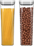 MR.SIGA 2 Pack Airtight Food Storage Container Set, BPA Free Kitchen Pantry Organization Canisters, One-handed Airtight Cereal Spaghetti Storage Containers, 2.1 L / 72oz, White