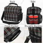 FlowFly Double Layer Cooler Insulated Lunch Bag Adult Lunch Box Large Tote Bag for Men, Women, With Adjustable Strap,Front Pocket and Dual Large Mesh Side Pockets