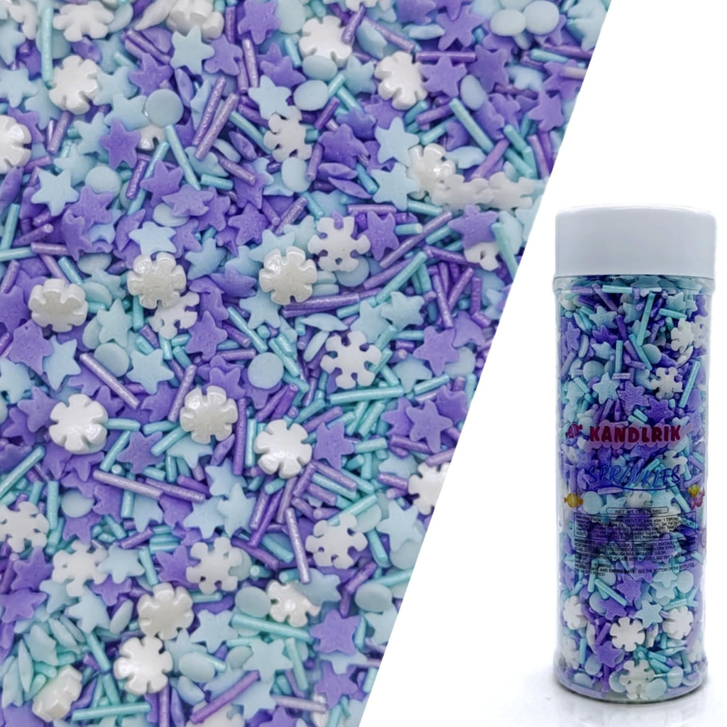Snowflake Sprinkles Blue & White & Purple Christmas Sprinkles Mixed size snowflake Stars Jimmies CakeCookie Decorating Perfect for Wedding Party Valentine Halloween Christmas Supplies 4.58OZ