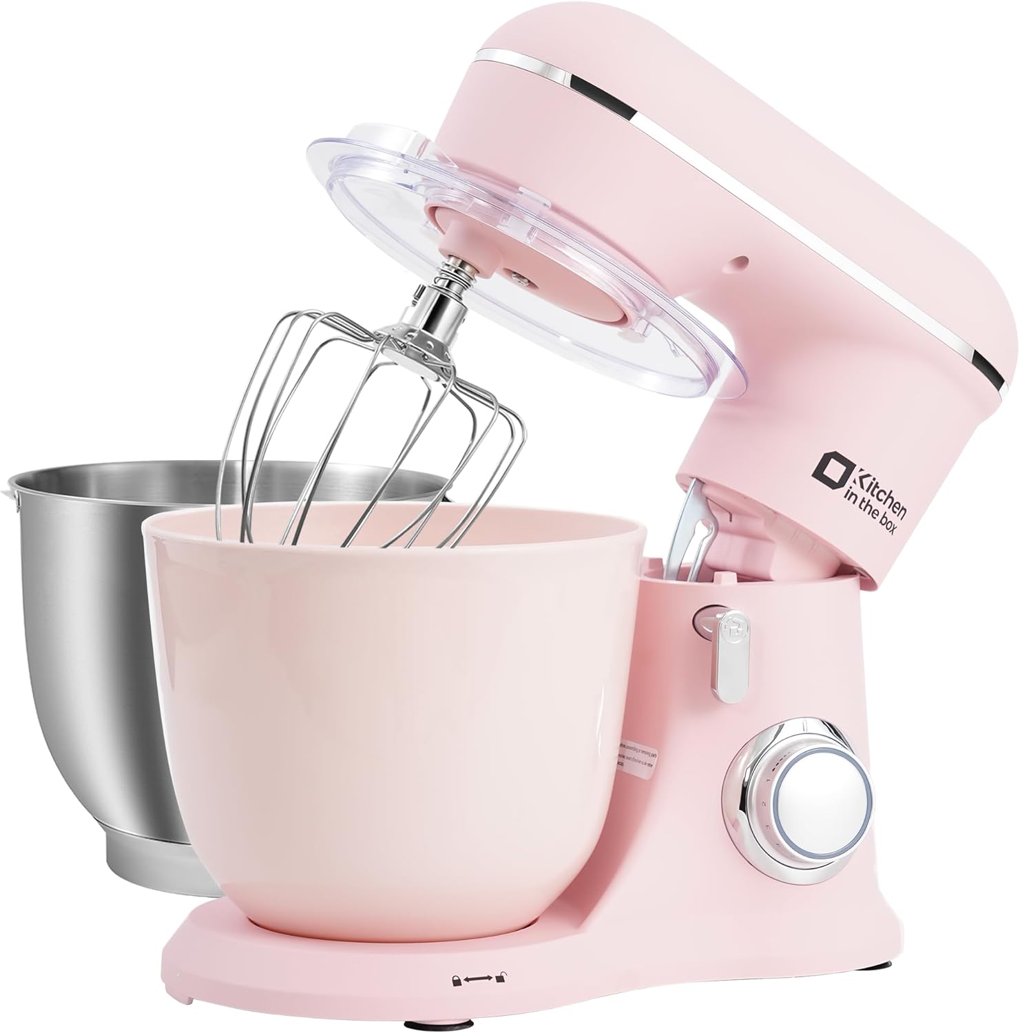 Kitchen in the box Stand Mixer, 4.5QT+5QT Two bowls Electric Food Mixer, 10 Speeds 3-IN-1 Kitchen Mixer for Daily Use with Egg Whisk,Dough Hook,Flat Beater (Rose Pink, 5QT)