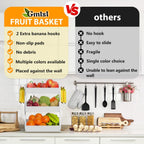 Bamboo Fruit Basket for Kitchen– 3 Tier Fruit Bowl For Kitchen Counter, Large Fruit Holder With Banana Hangers, Idea For Vegetable Storage, Bread Display, Snack Organizer(White)