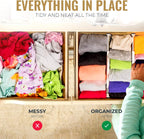 RAPTUROUS Adjustable Deep Drawer Divider – 6" Tall, Expandable 13-22", 4-Pack, Non-Slip Drawer Dividers for Clothes, Dresser, Kitchen & Office Organization (White)