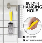 Zulay Kitchen Professional Cheese Grater Stainless Steel - Durable Rust-Proof Metal Lemon Zester Grater With Handle - Flat Handheld Shredder for Parmesan, Chocolate, Spices, And More - Yellow