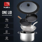Walfos Universal Lid for Pots, Pans and Skillets - Tempered Glass with Heat Resistant Silicone Rim, Fits 13", 14" and 15" Diameter Cookware