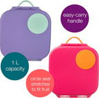 b.box Mini Lunch Box (2-pack), Bento Box for Kids Snack Container with 2 Leak-Proof Compartments, Reusable Snack Containers with Lids, BPA Free Kids Lunch Box, 4 1/4 Cup (Lilac Pop+Strawberry Shake)