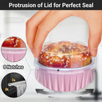 EUSOAR Baking Cups with Lids, Pink 60Packs 5oz Disposable Aluminum Foil Mini Muffin Liners, Dessert Cheesecake Pan Creme Brulee Cupcake Ramekins Containers for Catering Gathering Club Wedding Party