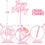 1 PCS Birthday Cake Topper, 5.1 x 7 Inches Happy Birthday Cake Toppers, Pink Happy Birthday Cake Sign for Party, Baby Shower, Anniversary and Cake Sign Decorations