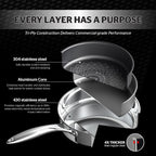 Sunhouse Titanium-Coated Tri-Ply Stainless Steel Pan, 10 inch frying pan, Non-Toxic, PFAS PFOA & PTFE Free, Oven Safe, Compatible with All Cooktops, Perfect Gifts for Mom or Dad, Premium gift box