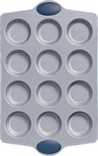 BRONYPRO Ceramic Muffin Pan,12-Cup Nonstick Aluminized Steel Cupcake Pans, Healthy Non-Toxic Ceramic Coating Muffin Tin, 1 Pack Cup Cake Pans for Baking Blue
