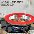 Universal Pan Lids, Silicone Pot lids for Pots, Pans & Skillets - Fits 11", 12" & 13" Diameter Cookware, Replacement Frying Pan lid, Dishwasher Safe (Red)