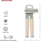 KitchenAid Classic Multifunction Can Opener and Bottle Opener Easy to Use, Razor Sharp Stainless Steel Cutting Wheel, Soft Ergonomic Handles, Almond Cream