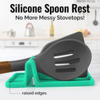 Zulay Kitchen Silicone Utensil Rest with Drip Pad for Multiple Utensils - BPA-Free, Heat-Resistant Spoon Rest & Spoon Holder for Stove Top - Kitchen Utensil Holder for Ladles & Tongs - Carnival Grass