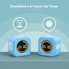 KADAMS Pomodoro Cube Timer Productivity Visual Timer - 5/10/25/50 Min Rotating Countdown (Blue)