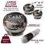 Gusto Nostro Natural Marble Mortar and Pestle Set | 5 Inch - 2.5 Cup Large Mortar Pestle Set for Grinding Herbs, Nuts, Grains | Pesto Grinding and Guacamole Stone Bowl | Marble Spice Crusher