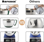 Rorence Mixing Bowls Set: Stainless Steel Non-Slip Bowls with Pour Spout, Handle and Lid - Set of 3 - Green