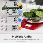 Etekcity 0.1g Food Kitchen Scale, Bowl, Digital Grams and Ounces for Weight Loss, Dieting, Baking, Cooking, and Meal Prep, 11lb/5kg, Stainless Steel Red