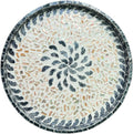 12.5" Lazy Susan for Table Top – Mother of Pearl Spinning Turntable Serving Tray, Marble Lazy Susan Organizer for Dining Table Centerpiece, Kitchen Island Decor, Bathroom Counter, Outdoor Use (Flower)