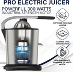 Eurolux Electric Citrus Juicer Power Pro - With 300 Watts of Power, This is The Most Powerful Juicer, for an Easy Smooth Juicing Experience | with Its New Updated Design