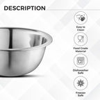 AVADOR Premium Stainless Steel Mixing Bowls, Set of 5 Brushed Stainless Steel Mixing Bowl Set, Easy To Clean, Space Saving, Great for Cooking, Baking, Prepping (5 Pc Mixing Bowl)