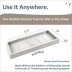 Countertop and Vanity Tray - Small 7.7” Silicone Tray for Soap Dispenser Bottles, Sponge Holder for Kitchen Sink Caddy Organizer, Bathroom Trays, Dish Soap Holder for Kitchen Counter, Keys