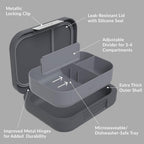 Bentgo Modern - Adult & Teen Bento Lunch Box; 3-4 Compartments, Leak-Resistant, 5.5 Cup Capacity/44 fl oz, Improved Locking Clips, Reusable, BPA-Free, Dishwasher/Microwave Safe Tray (Dark Gray)