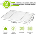 P&P CHEF Cooling Baking Rack Pack of 2, Stainless Steel Cooling Racks for Cooking Baking Roasting Grilling Drying, Dense Wires & Smooth Edge, Easy to clean, Silver, 11.6" x 9"